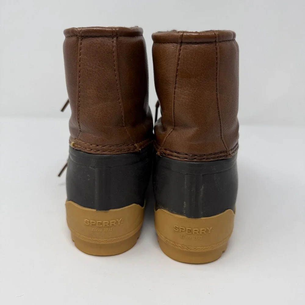 Sperry Port Boot Size‎ 4M Brown Black Duck Boots Lace Up All Weather Boys Youth